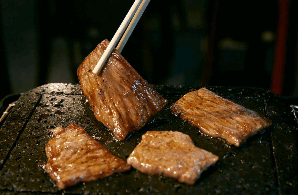 Yakiniku grilled on natural lava stones